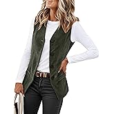 IDEALSANXUN Womens Corduroy Vest Fall Winter Business Work Sleeveless Blazer Jackets