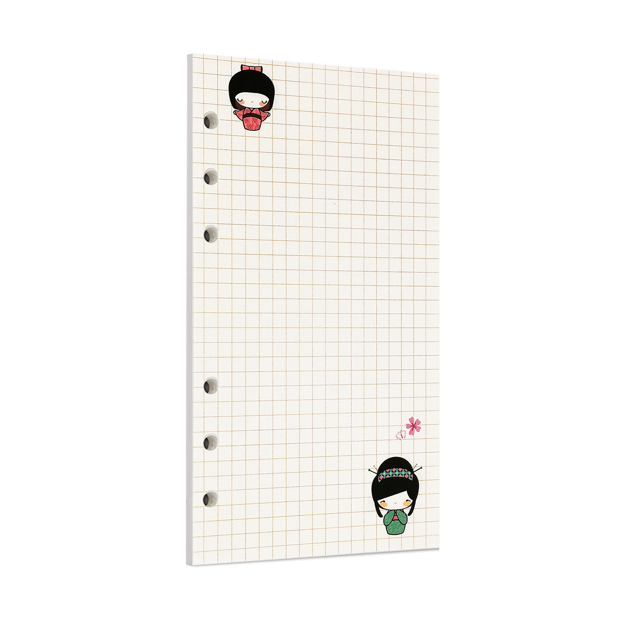 Zelten 45 Sheets 90 Pages Colorful Loose Leaf Punched Paper Refills Paper for 6 Hole Binder Personal Organizer Diary Notebook Refillable Planner (A6, Fairy Tale Squared)