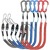 PATIKIL Coiled Lanyards with Buckle Retractable Safety Ring and Quick Release Detachable Buckle for Fishing Equipment