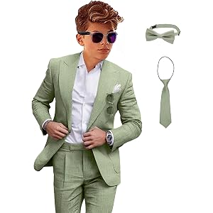 Boys Linen Suit Formal Wedding Tuxedo Suits for Kids Summer Beach Outfit | lightweight linen suit, teen homecoming back to sc