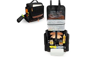 ORKELS Camping Organizer Hanging Tactical Camping Cookware Bag – Utensil Organizer with Towel Holder & Multiple Pockets for RV, Tent, Camper, Grilling