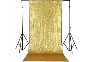 TRLYC Sequin Backdrop Curtain - 4Ft*7Ft Gold Glitter Curtain Sparkly Photo Booth Backdrop Sequin Fabric Decoration for Party 
