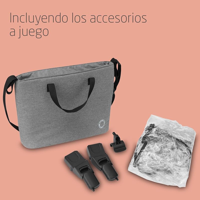 Zelia S Trio Cochecito Bebe 3 Piezas, 0 - 4 Años, hasta 22 kg, Plegable, Compacto y Reclinable Silla de Paseo, con CabrioFix S i-Size Silla Coche Bebe, Accesorios, Bolso Cambiador, Gris