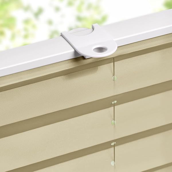 LAZBLINDS TOOL-FREE CORDLESS PLEATED SHADES WITH SUCTION CUPS LIGHT FILTERING TOP DOWN BOTTOM UP PLEATED BLINDS FOR WINDOW SIZE 23″ W X 65″ H, BROWN