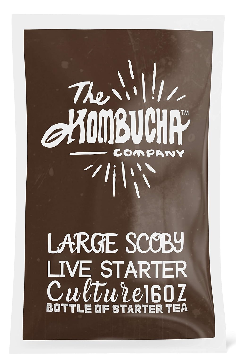 The Kombucha Company Large Scoby Starter Kit – 16 oz Bottle Liquid Organic Live Culture for Brewing 1 Gallon of Homemade Kombucha Tea – with Filtered, Purified Rainwater, Black Tea and Yerba Mate