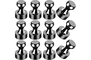 LOVIMAG 12Pcs Black Refrigerator Magnets Fridge Magnets,Small and Dainty Magnets, Metal Magnets for Fridge, Whiteboard, Offic