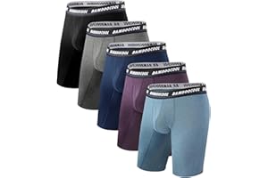 BAMBOO COOL Men's Long Boxer Briefs Performance Long Leg Sports Boxer Brief Underwear MultiPack