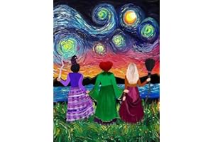 Suyaloo Witch Diamond Painting Kits for Adults - Halloween 5D Diamond Art Kits for Adults Beginner,DIY Van Gogh Round Full Drill Paintings with Diamonds Gem Art for Home Wall Decor 11.8x15.7inch