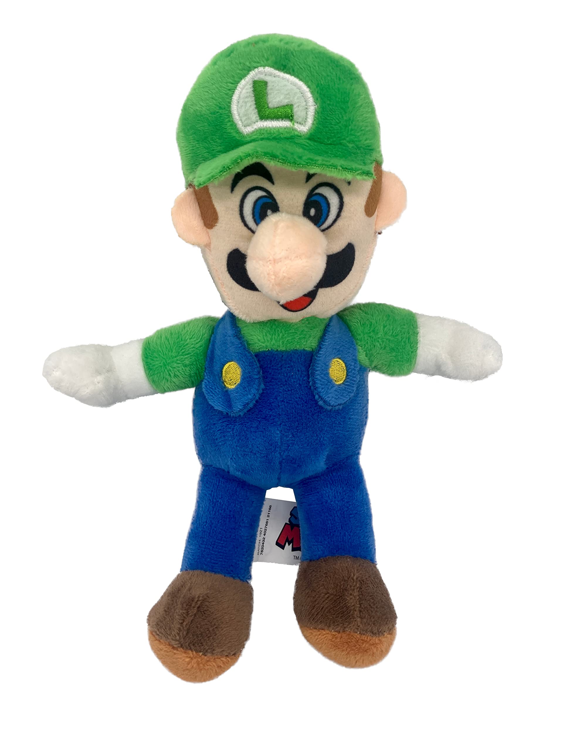 Whitehouse Super Mario and Friends Plush 6 Different Figures, 20 cm, Plush Toy Mario, Luigi, Kong, Toad, Yoshi, Princess Peach, Cuddly Toy, Soft Toy (Luigi)