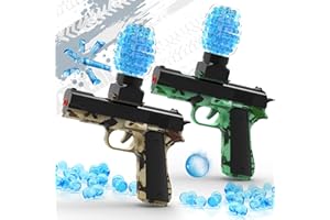 QOGELY 2 Pack Gel Ball Blaster Guns, Small Manual Splat Orby Gun, Gel Splatter Blaster for Adults, Outdoor Activities Shooting Games for Backyard, Garden& Lawn, Ages 14 & Up (Blackgreen + BlackBeige)