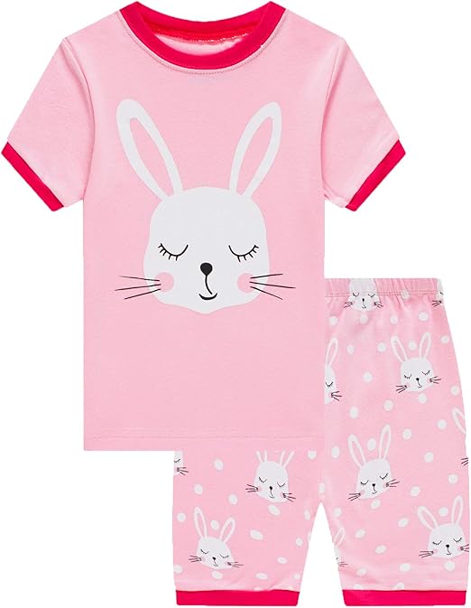 Image result for Girls Short Pajamas Snug Fit Sleepwear 100% Cotton Summer Toddler Pjs Clothes Shirts