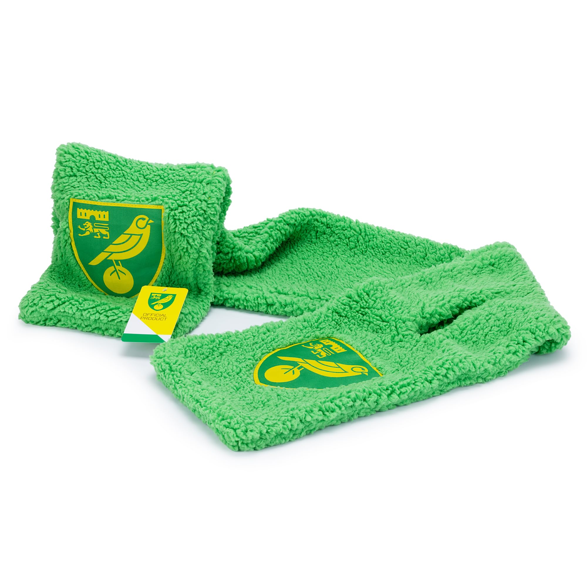 Officially Licenced Norwich City Sherpa Scarf (154 cm Long) Made from Eco-Friendly Recycled Materials - Perfect for Keeping Warm and showing Your Canaries Pride