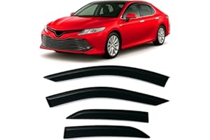 OLLTOZ 2018-2024 Tape-On Side Window Visor Deflectors for Toyota Camry XV70 L LE SE XLE XSE Hybrid Dark Tinted Rain Guards 2019 2020 2021 2022 2023