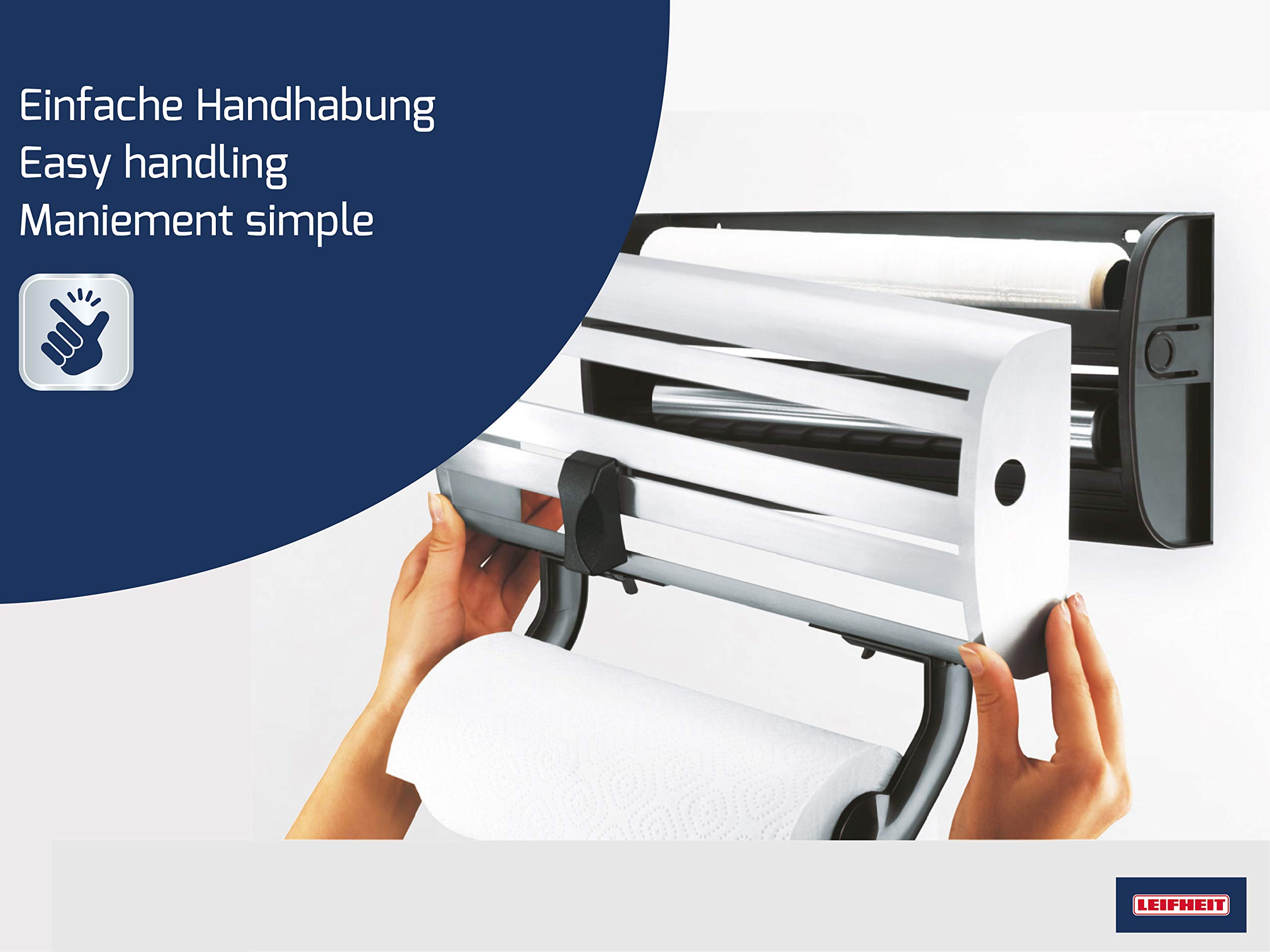 Leifheit WallMounted Paper Towel, Foil, and Plastic Wrap Dispenser