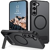 Telaso Magnetic for Samsung Galaxy S23 Case, Compatible with Magsafe with Invisible Kickstand, Translucent Matte Back TPU Bumper Military Grade Samsung Galaxy S23 Phone Case, Black