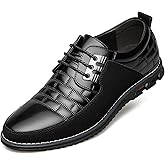 Men's Premium Leather Dress Shoes Comfort Business Casual Oxford Shoes Fashion Dress Sneakers Soft Loafers Derby Shoe for Office Working Walking Driving