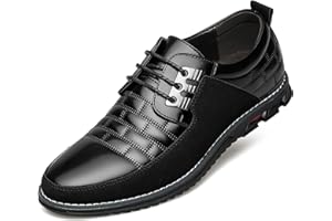 FLAGELI Men's Premium Leather Dress Shoes Comfort Business Casual Oxford Shoes Fashion Dress Sneakers Soft Loafers Derby Shoe for Office Working Walking Driving