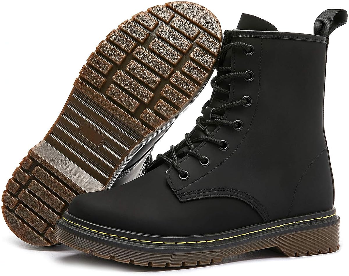 womens black leather combat boots