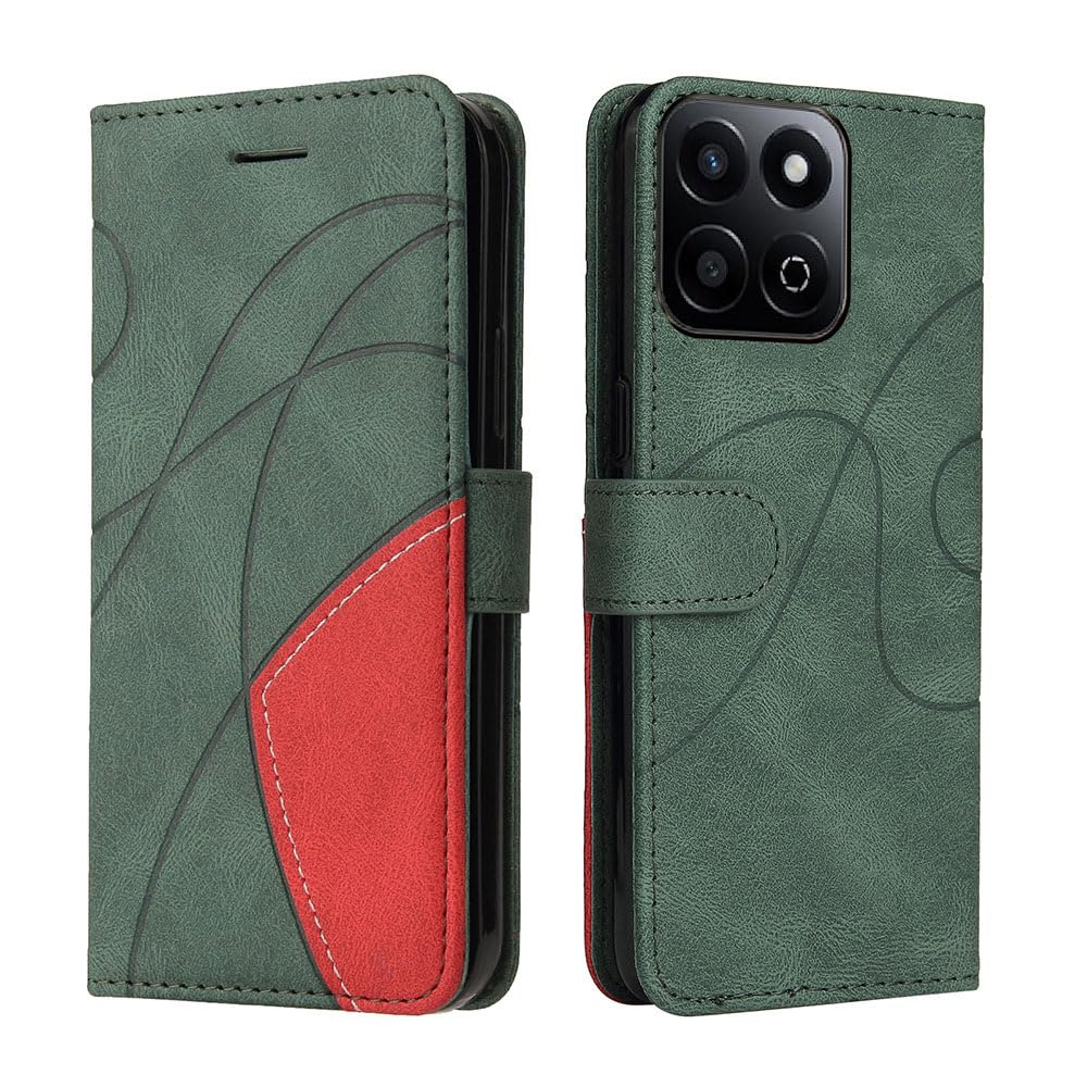 XINNI Protective Phone Case for Honor 200 Smart, PU/TPU Vintage Flip Leather Shockproof Cover Magnetic Book Style Wallet, Green