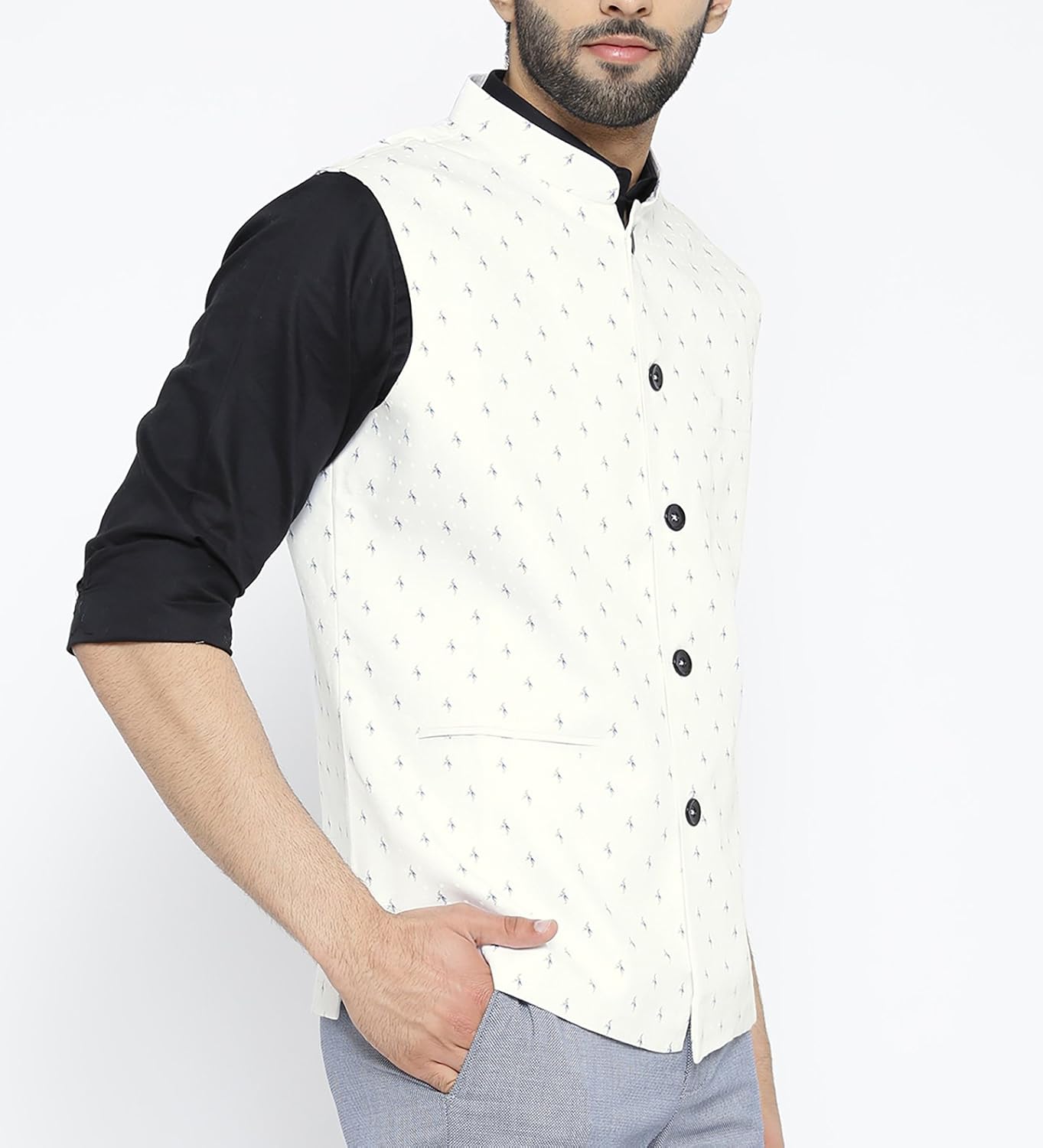 shaftesbury london men's cotton nehru jacket