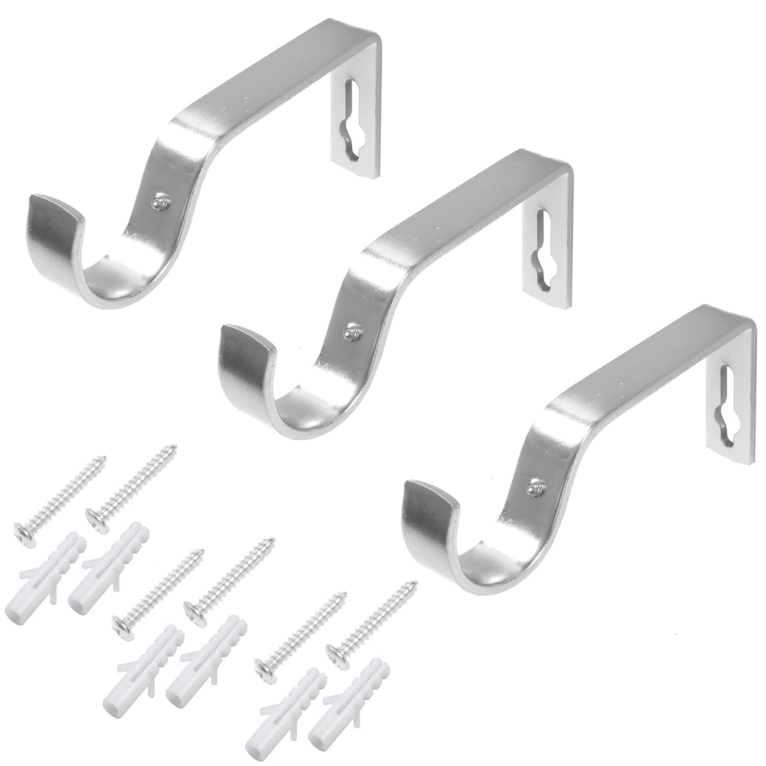 3x Large 28mm Satin Chrome Curtain Pole Holder Brackets Amazon.co.uk