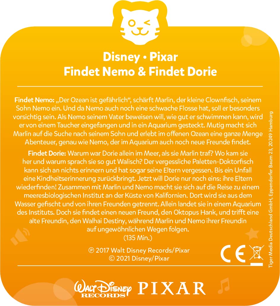 tigermedia tigercard Disney Findet Nemo Findet Dorie Hörspiel Geschenk Enkel Nichte Neffe Patenkind ab 4 tigerbox CD Kassetten Box Hörbuch Musik 3