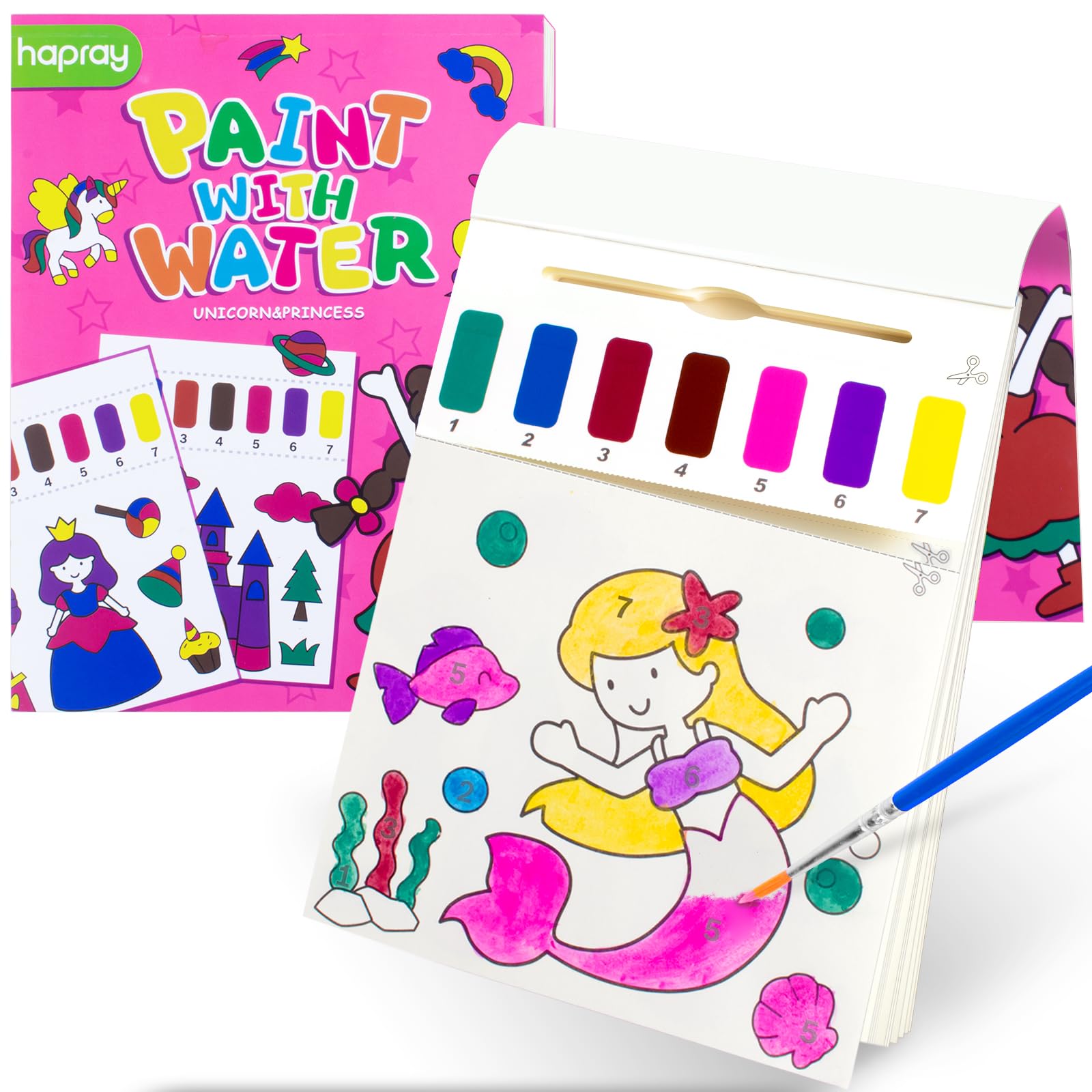 hapray Water Colouring Book for Children, Paint with Water Book, Mess-Free Watercolour Painting Set for Kids, Arts & Crafts Drawing Gift for Girls & Boys Age 3 4 5 6 (Princess Theme) — image 1