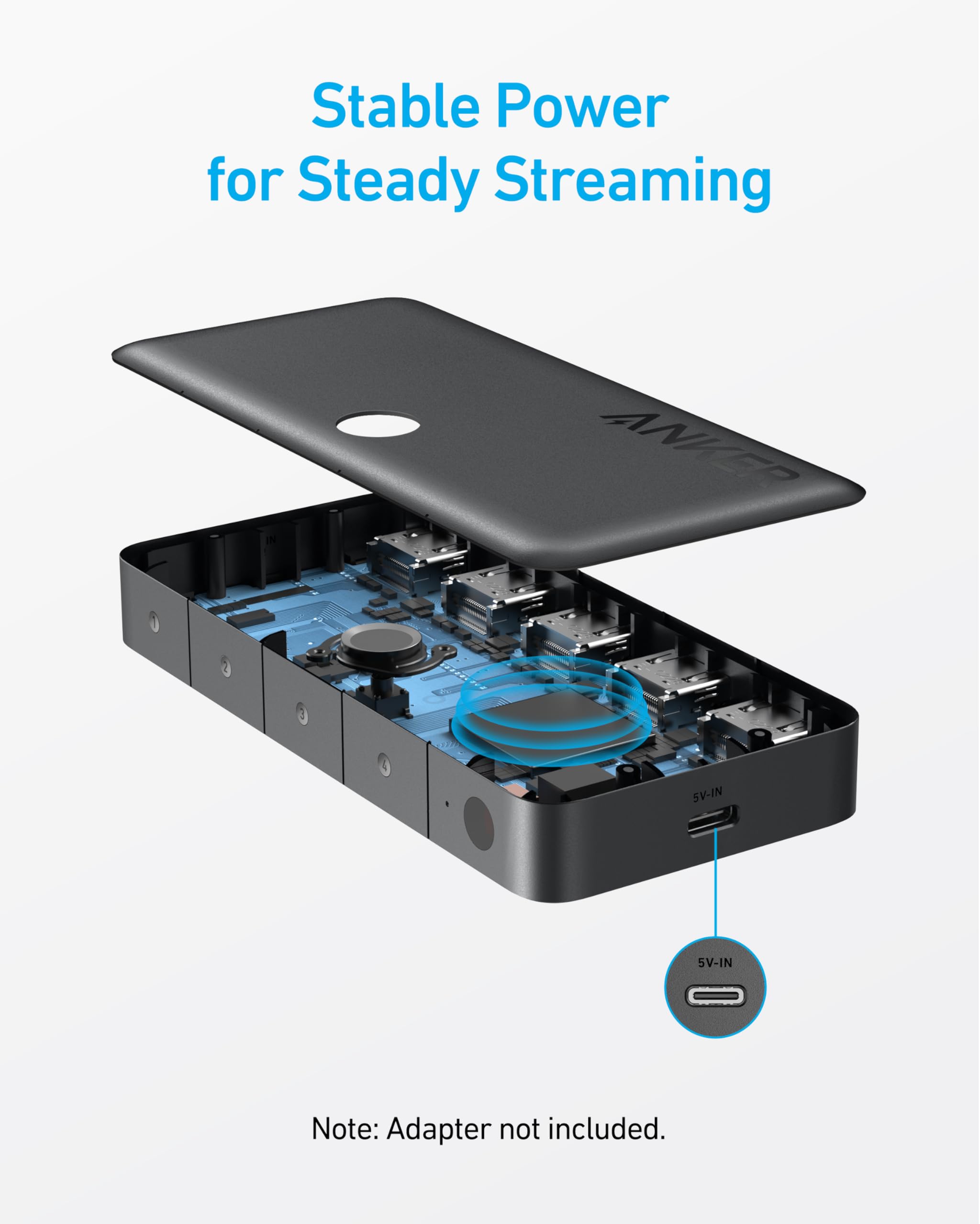 Anker HDMI Switch, 4K@60Hz HDMI Switcher, 4 in 1 Out with Smooth Finish, Supports HDR, 3D, Dolby, DTS, Compatible with Laptops, PC, Xbox, Projector (Charger and Remote Control Batteries Not Included)