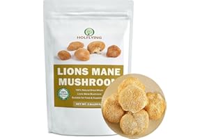 HOLFLYING Dried Whole Lion's Mane Mushroom - 2.8 oz, All-Natural Lion's Mane for Cooking, Soup, Tea and Vegan Recipes, No Additives, No GMO