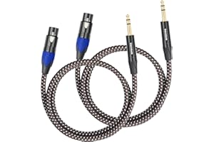 Smithok 2Pack 1/4" to XLR Cable,Heavy Duty Nylon Braided,Gold Plated Plug,Balanced 1/4" TRS (Quarter Inch 6.35mm) to 3pin XLR Female Patch Cable, Microphone Cable, for Speaker,Mixer-6.6ft