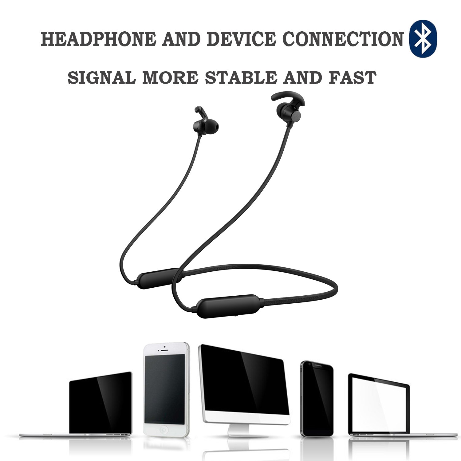 LJLB S39 Cordless Bluetooth Headphones In-Ear Neckband Headset with IPX5 Waterproof and Sweatproof Magnetic Earbuds for Running, The Best Sports Wireless Earphones w/Mic 10 Hours Playtime