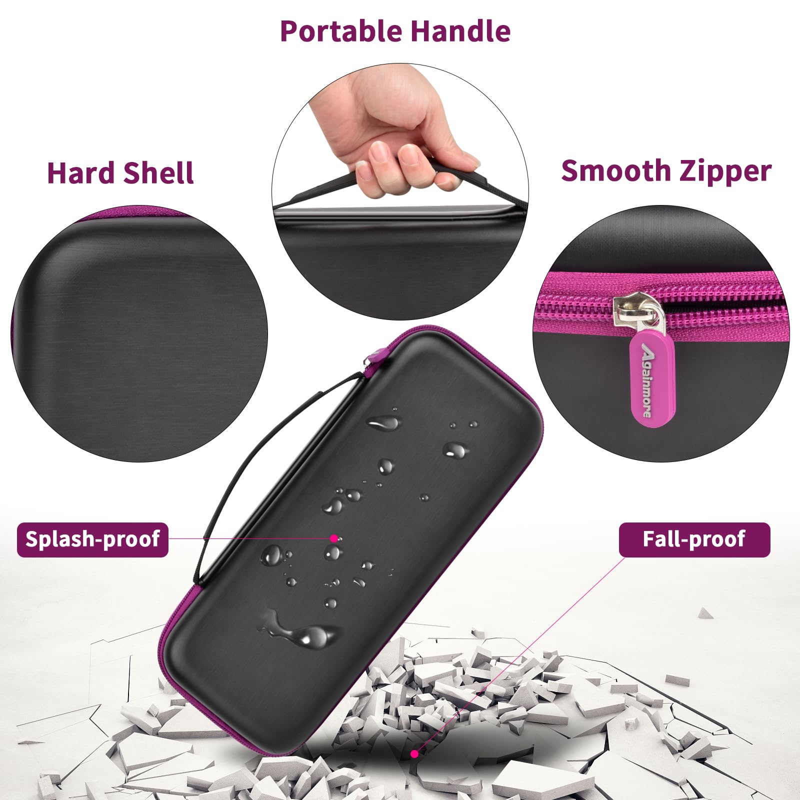 Steamer Case Compatible with Jack & Rose/for FEPPO/for Nesugar/for Kssvzz Portable Steamers, Handheld Iron Carrying Storage Bag Organizer with Mesh Pocket for Accessories-Box Only