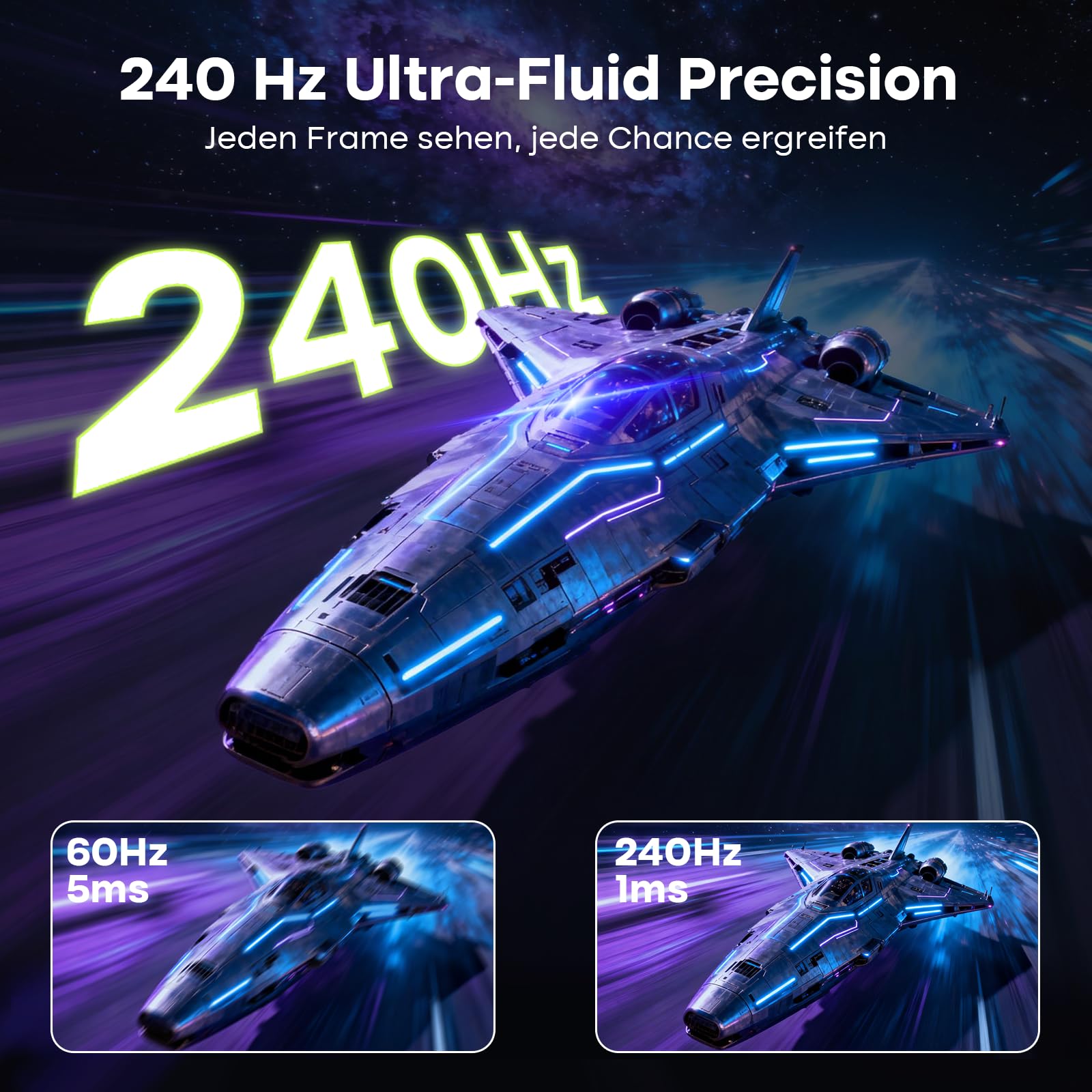 Amzfast 27 Zoll Curved Gaming Monitor 240Hz, 1920x1080 Full HD, VA Panel, 1500R, 1ms MPRT, Adaptive Sync, 4000:1 Kontrast, 95% DCI-P3, 130% sRGB, HDR, HDMI 2.0&DP 1.4, VESA 100x100mm, AMZG27C1 Pro 2