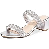 DREAM PAIRS Women's Two Braided Strap Low Heels for Women Open Toe Block Chunky Heels Sandals Holiday Party Wedding Dress Pumps Shoes