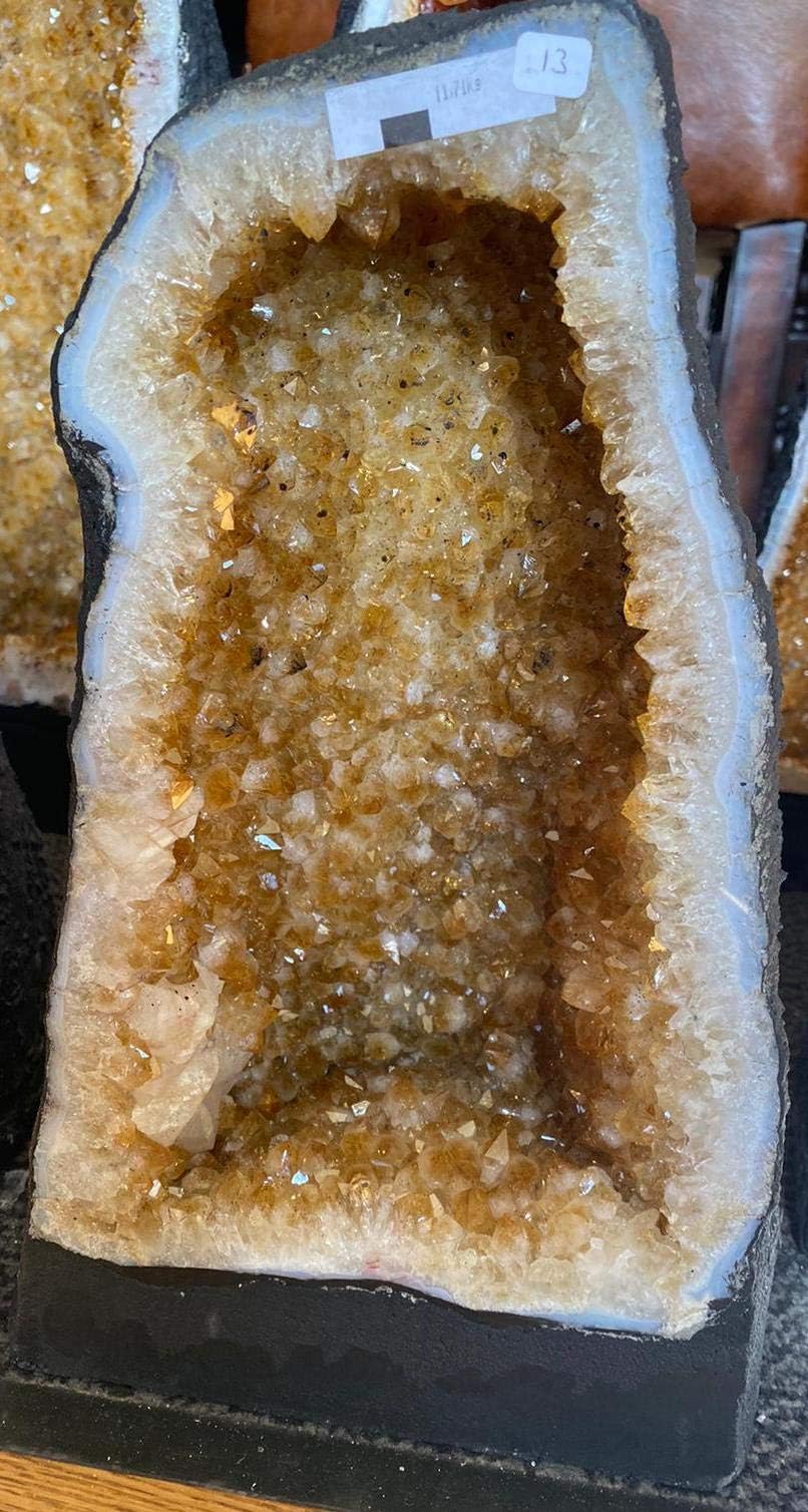 Citrine Geode 13 Crystal Cluster Druzy Premium Grade 11.71kg H34xW22xD16cm
