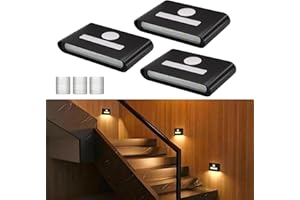 WOBSION Rechargeable Wireless Motion Sensor Stair Lights, Stick-On Wall Light with Dual Independent Lights, 3 Color Temperatu
