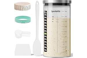 Spectabilis Soundough Bread Starter Kit - 35 oz Large Soundough Starter Jar with Feeding Band, Thermometer, Bread Baking Supp