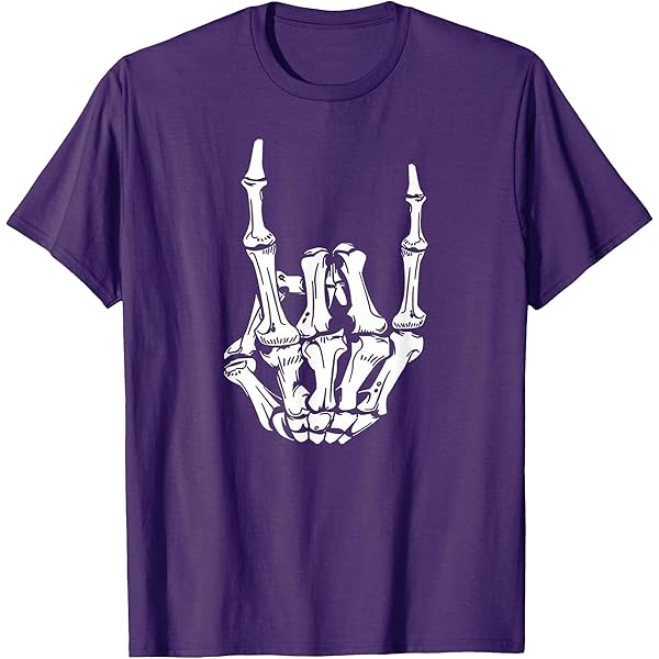 Amazon.com: Skeleton Hand Shirt | Devil Horns Rock Hand Gesture