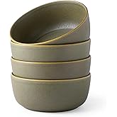 AmorArc Stoneware Cereal Bowls Set of 4, 26oz Soup Bowls Set for Cereal Soup Snacks, Modern Kitchen bowls for Meal, Dishwasher &Microwave Safe,Stoneware Green