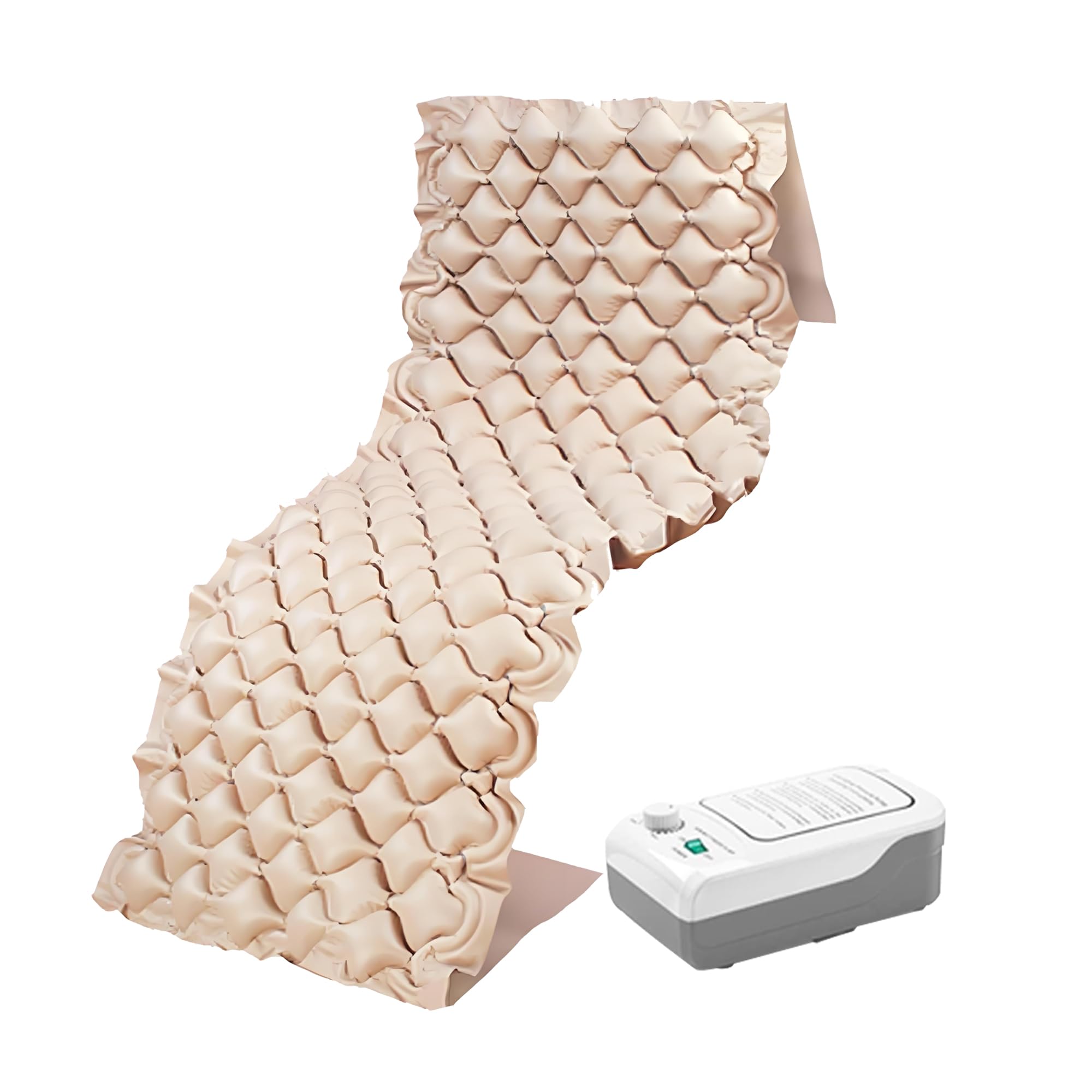 AOJ Alternating Pressure Mattress with Quiet Pump (<45dB), 130 Air Cells Anti-Decubitus Mattress, Waterproof PVC Bed Sore Prevention for Hospital & Home Care Beds