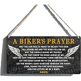 Biker's Prayer Sign - Motorcycle Decor Gifts for Men, Motorcycle Riders Birthday Party Decorations Home Wall Art Sign 6x12 Inch