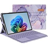 Fintie Case for Microsoft Surface Pro 12 Inch 1st Edition (2025), Multiple Angle Viewing Portfolio Business Cover with Pocket & Stylus Holder, Compatible with Type Cover Keyboard (Lilac Marble)