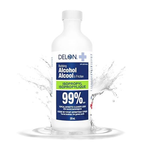 Delon Isopropyl Alcohol 99%-225mL (1 Bottle) Rubbing Alcohol Cleaning, First Aid
