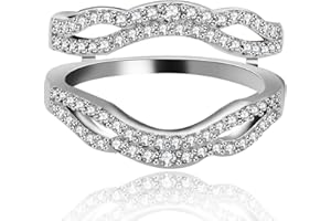 Uloveido 925 Sterling Silver Anniversary Ring Enhancer for Women and Girls Wedding Engagement Enhancer Ring White Gold Plated Y481