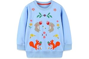 Winzik Toddler Sweatshirt Kids Baby Girls Christmas Sweatshirt Crewneck Pullover Long Sleeve Sweatshirts 1-7 Years