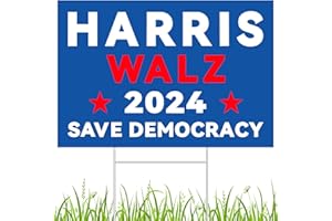 GOPART Harris Walz 2024 Yard Sign Kamala Harris Tim Waltz 2024 Sign with Metal H-Stake Harris For President Save democracy Lawn Sign 18" x 12"Double Sided