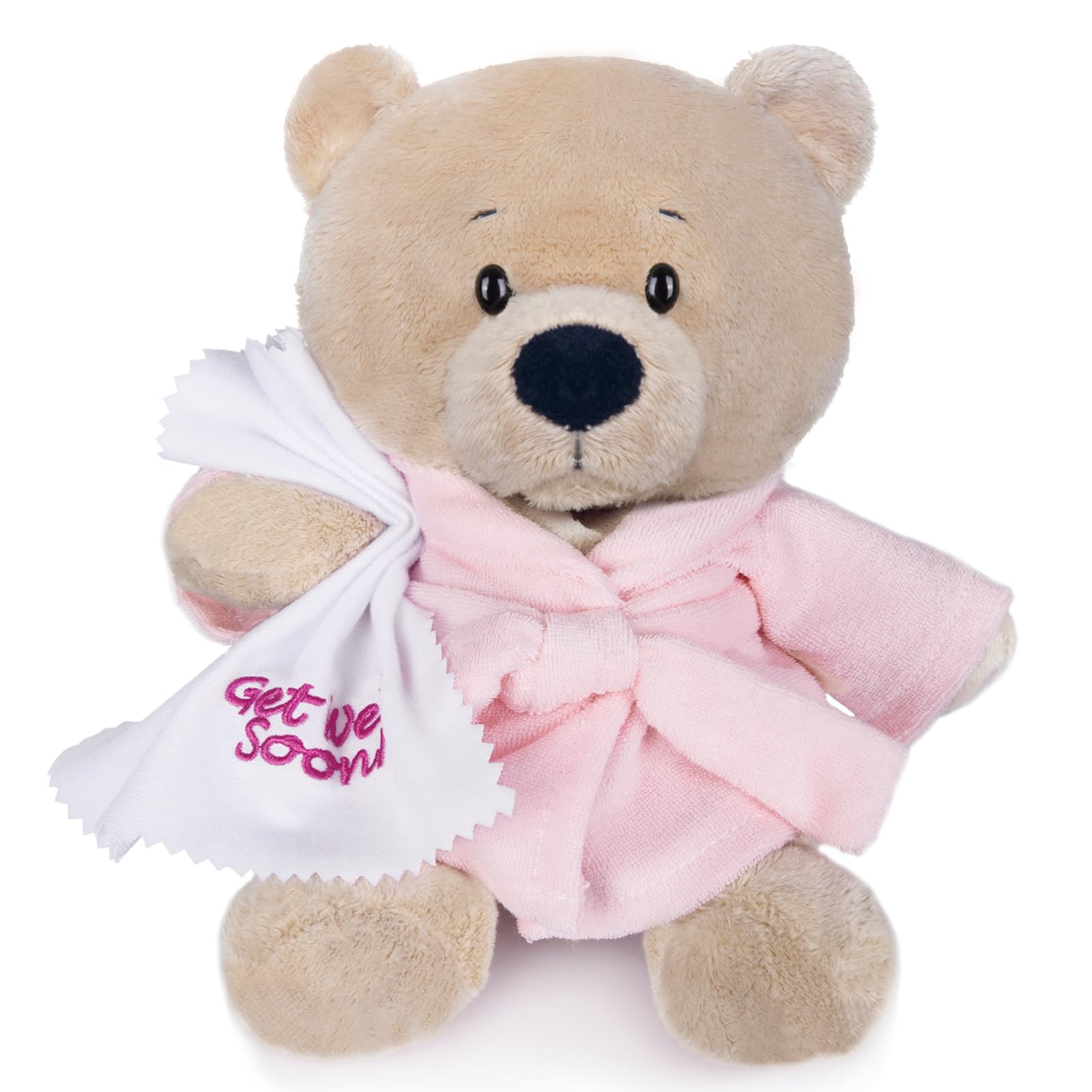 My OLi 9" Teddy Bear Get Well Soon Soft Plush Bear Wearing Bathrobe with Soothing Towel Stuffed Animal Plush Toys Gifts for Kids Girls Boys Baby Pink