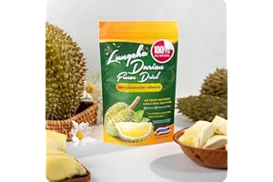 LUNGCHA Freeze Dried Durian Pure Premium King of Thai fruit, Real Fruit Snack, Natural, no sugar and no presevative added 1.75 Oz./Bag (1)