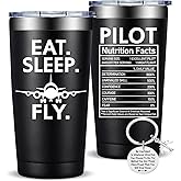 Fufandi Pilot Gifts for Men - Airplane Gift Men - Aviation Pilot Gauges Gifts for Husband Son, Christmas, Birthday Gift for Pilots - Tumbler Cup