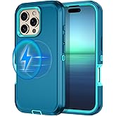 I-HONVA for iPhone 16 Pro Case [Compatible with MagSafe] Shockproof 3-Layer Full Body Protection [Without Screen Protector] Rugged Heavy Duty Cover Case for Apple iPhone 16 Pro 6.3",Turquoise